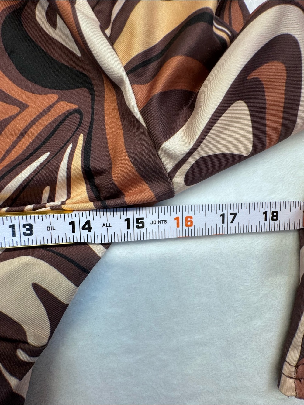 SHEIN Brown Swirl Print Long Sleeve Tie Back Crop Top XS - Picture 4 of 8